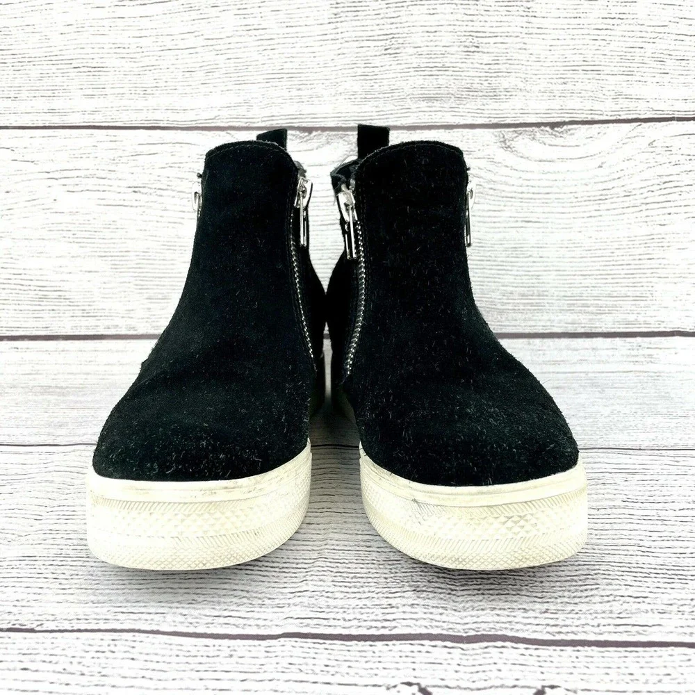 Steve Madden Wedgie Black Leather Casual Zip Up Ankle Boots Shoes Women's 9.5M - Picture 5 of 12